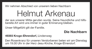 Anzeige von Helmut Arkenaus von OM-Medien